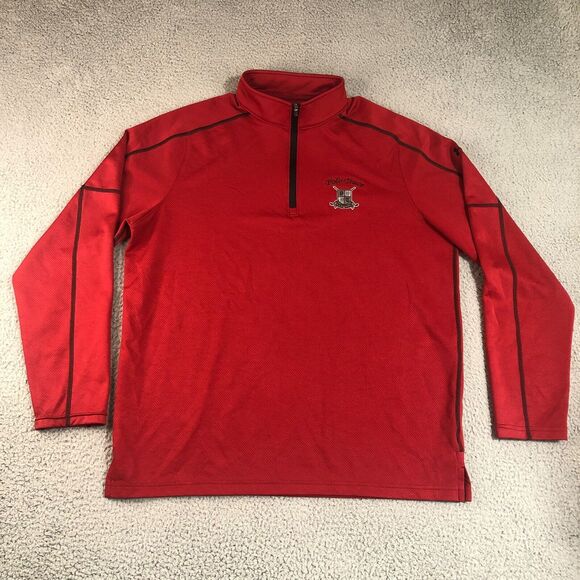 Under Armour Shirt Mens XL Red Pullover Mock Neck 1/4 Zip Logo Long Sleeve - Picture 1 of 13